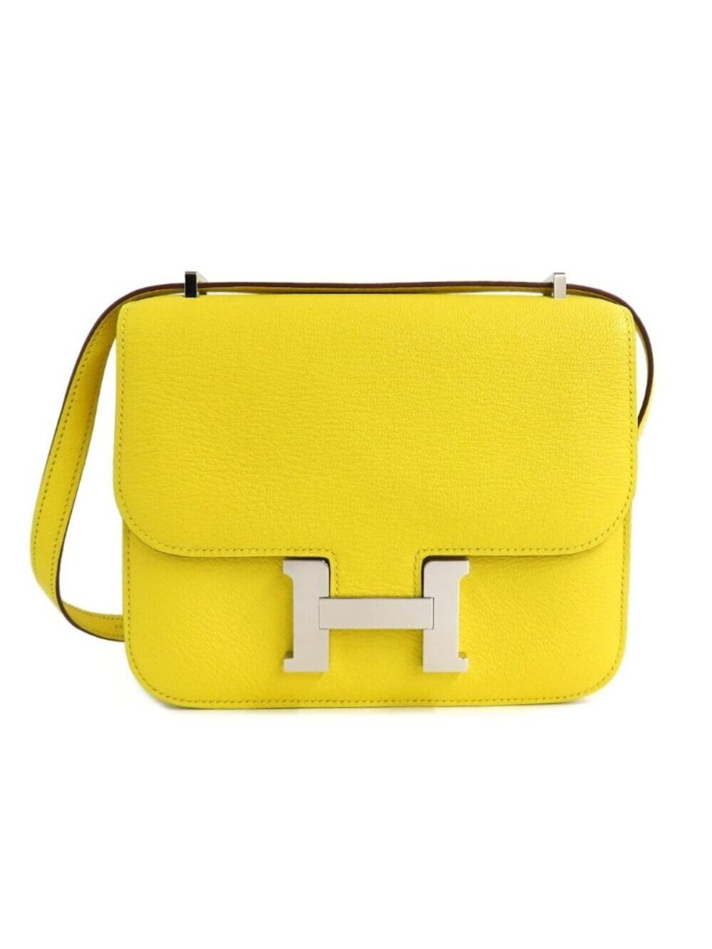 Hermes Constance Mini 18 Chevre Silver Shoulder Bag